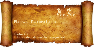 Mincz Karmelina névjegykártya